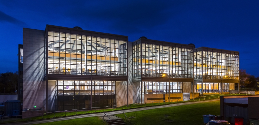 DCU Library Dusk Exterior Mark Reddy Architectural Photographer